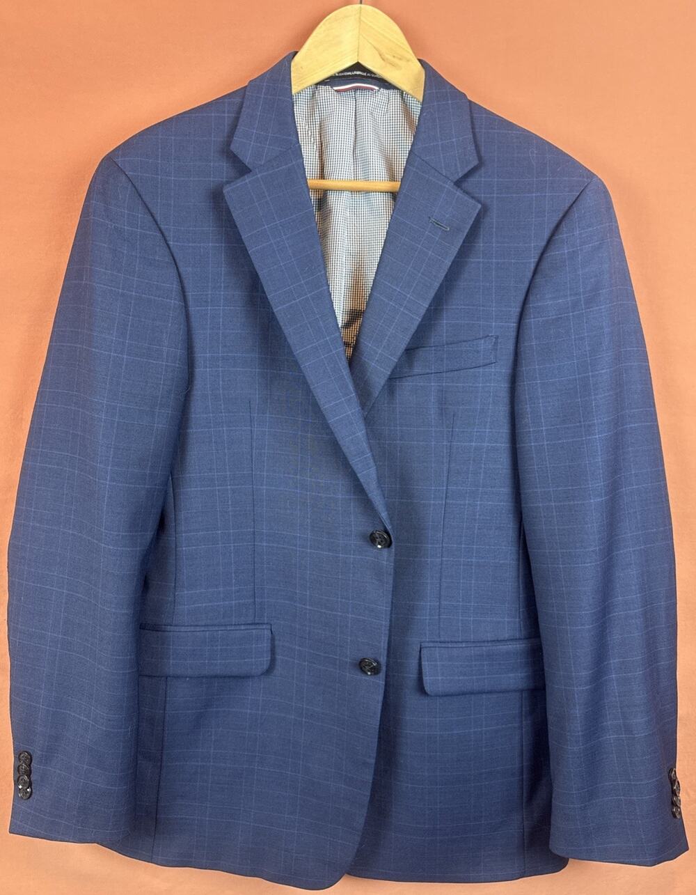 Tommy Hilfiger Men's Blue Plaid Blazer Sport Coat 38R - WORN ONCE! Retail $295+